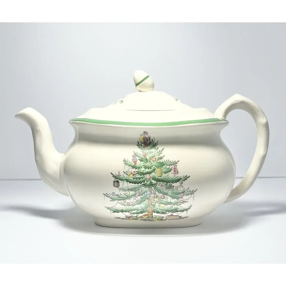 Spode “Christmas Tree” Ceramic Teapot & Lid 6” 44oz
